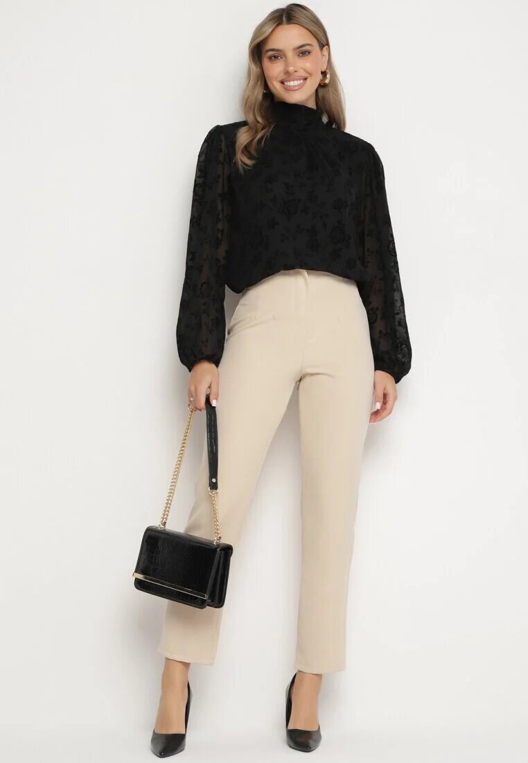new collection Pantaloni Bej deschis Cigaretă High Waist Caphe