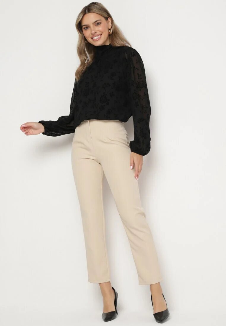new collection Pantaloni Bej deschis Cigaretă High Waist Caphe