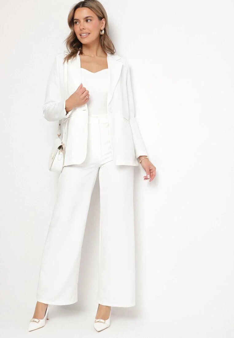 new collection Pantaloni de costum albi cu talie înaltă Vivisora