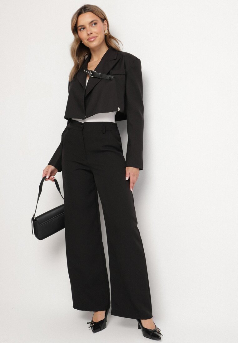 new collection Pantaloni de costum negri cu talie înaltă Vivisora