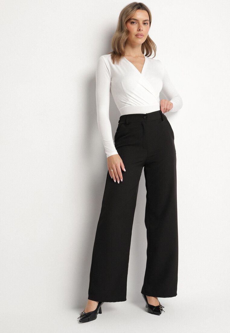 new collection Pantaloni de costum negri cu talie înaltă Vivisora