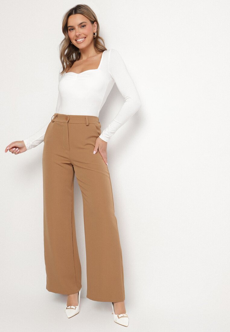 new collection Pantaloni Maro De costum cu talie înaltă Vivisora