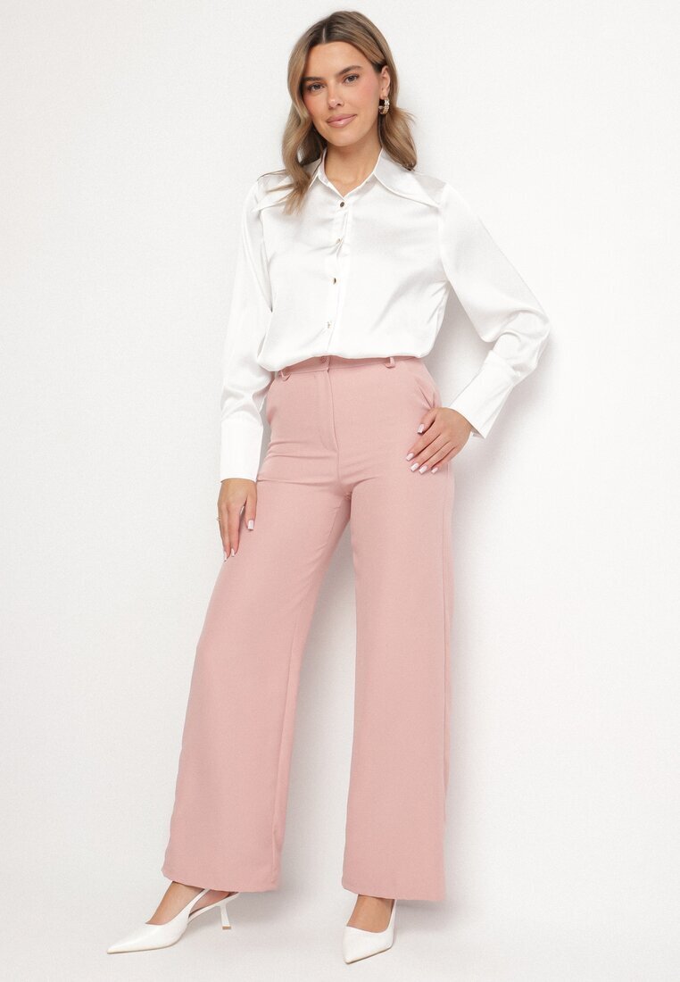 new collection Pantaloni Roz de costum cu talie înaltă Vivisora