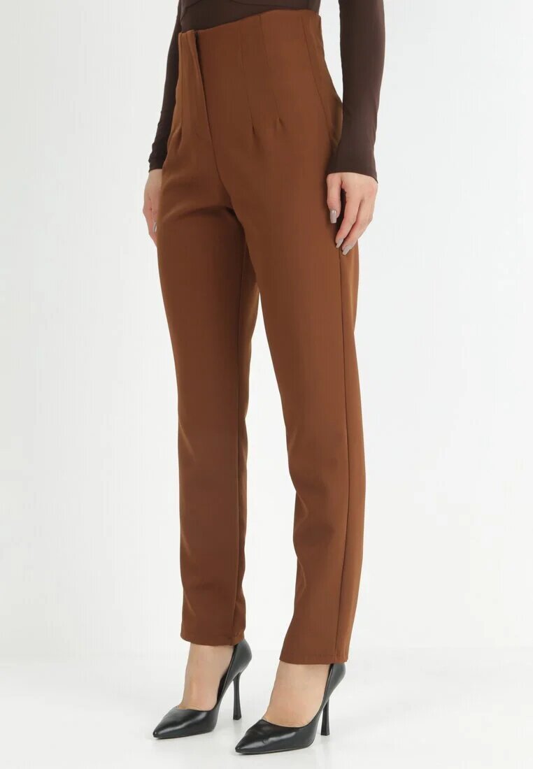 new collection Pantaloni țigaretă Maro închis High Waist Caphe