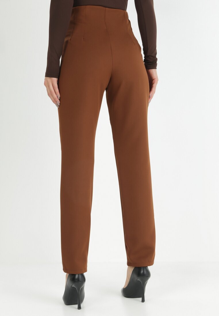 new collection Pantaloni țigaretă Maro închis High Waist Caphe