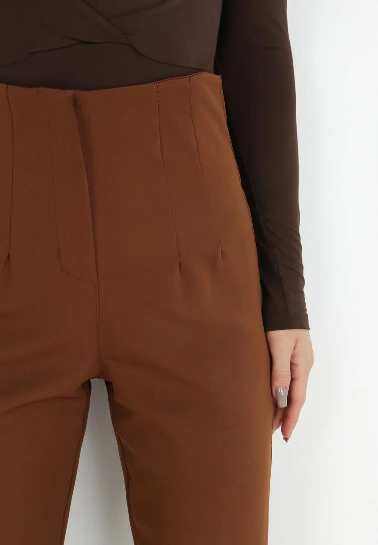 new collection Pantaloni țigaretă Maro închis High Waist Caphe