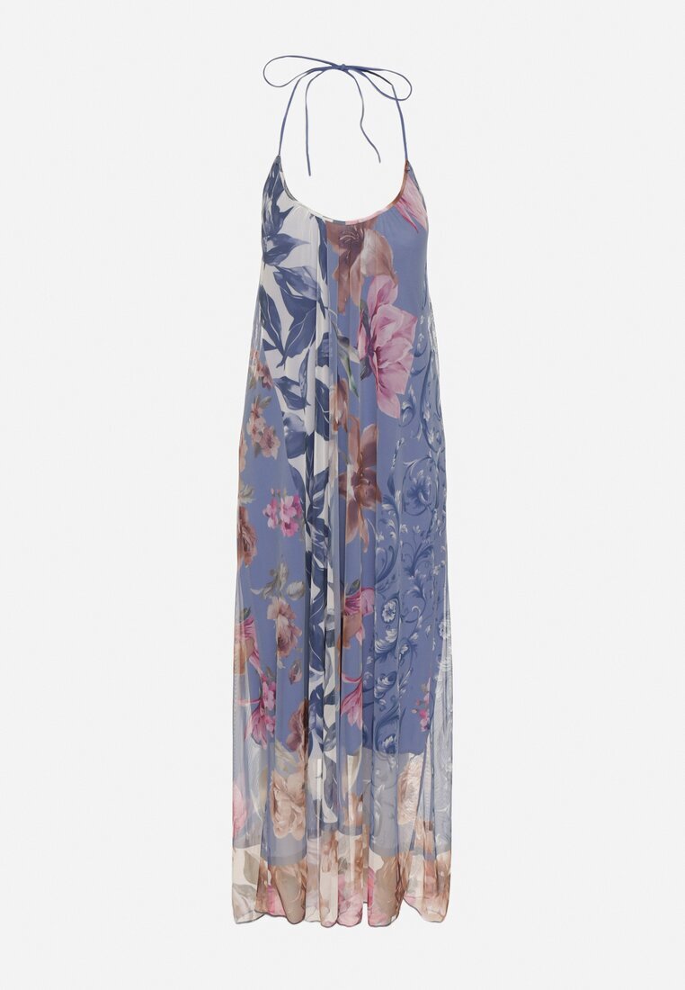 new collection Rochie albastră din plasă cu viscoză cu imprimeu floral Izaleira