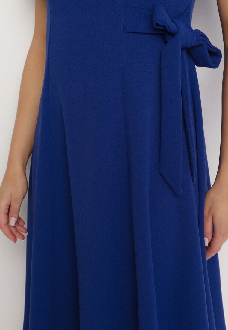 new collection Rochie Albastră Petrecută Cloche cu Cordon în Talie Dannila