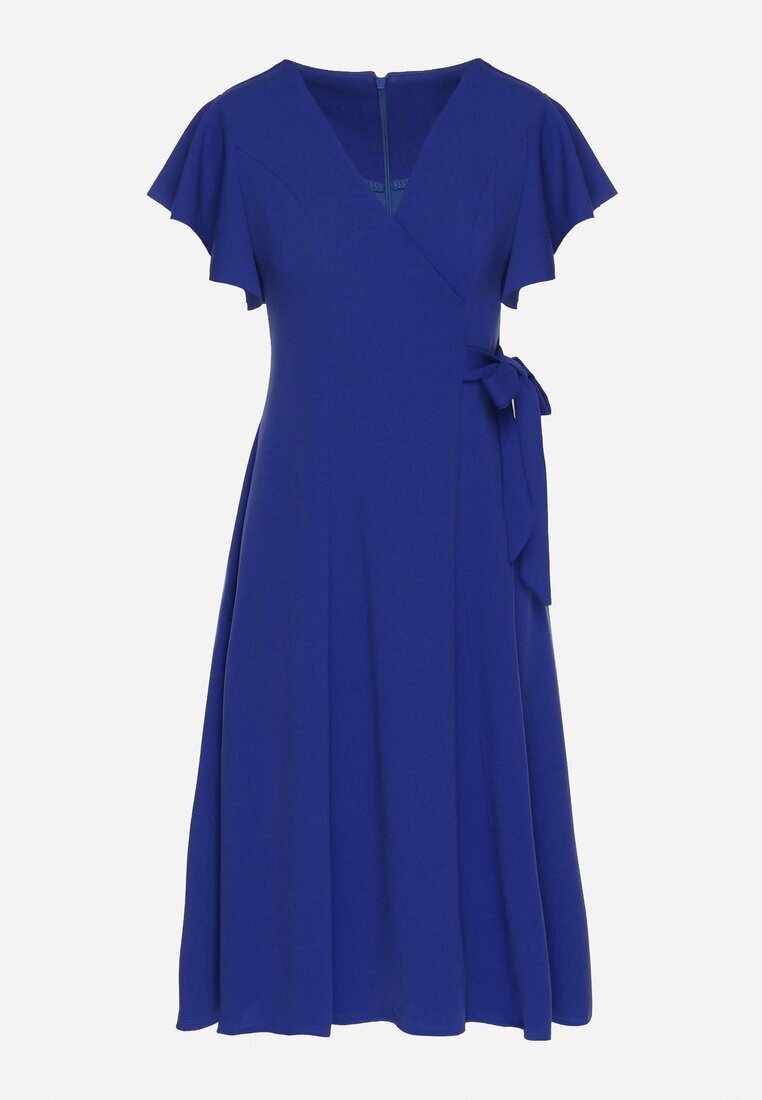 new collection Rochie Albastră Petrecută Cloche cu Cordon în Talie Dannila