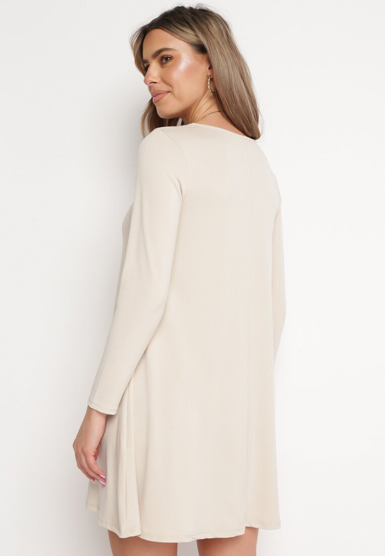 new collection Rochie bej Mini Trapez Plus Colier cu Pandantive Metalice Alercha