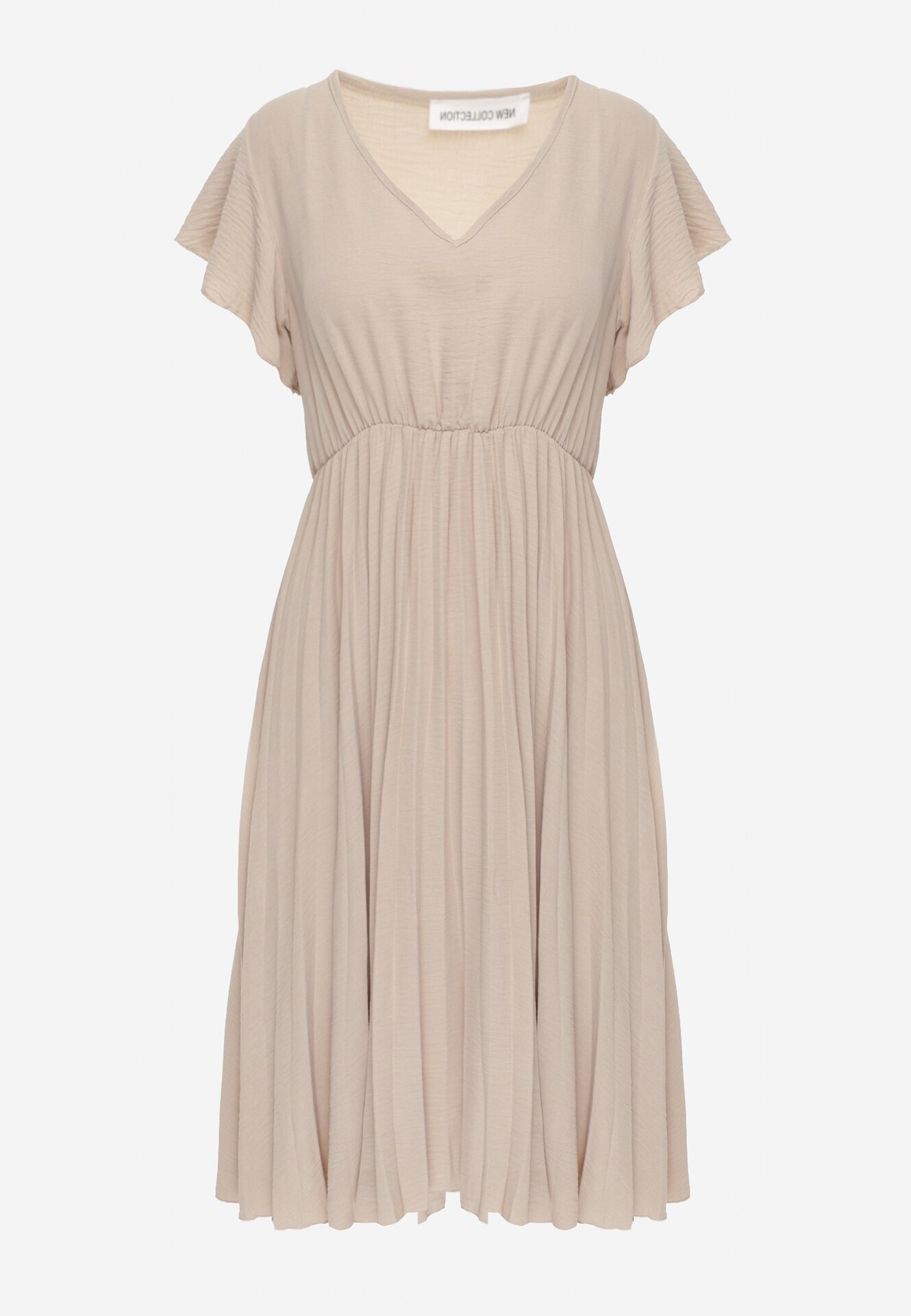 new collection Rochie Bej Plisată Evazată și Decolteu în V Rissara