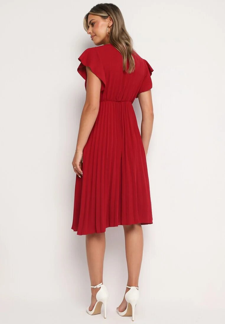 new collection Rochie Bordo Plisată cu o croială evazată și decolteu triunghiular Rissara