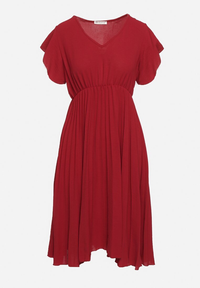 new collection Rochie Bordo Plisată cu o croială evazată și decolteu triunghiular Rissara