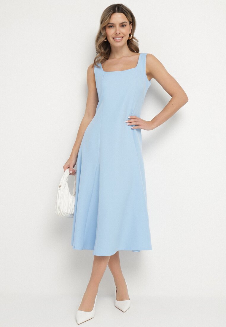 new collection Rochie Clasică Albastră Evazată Delure