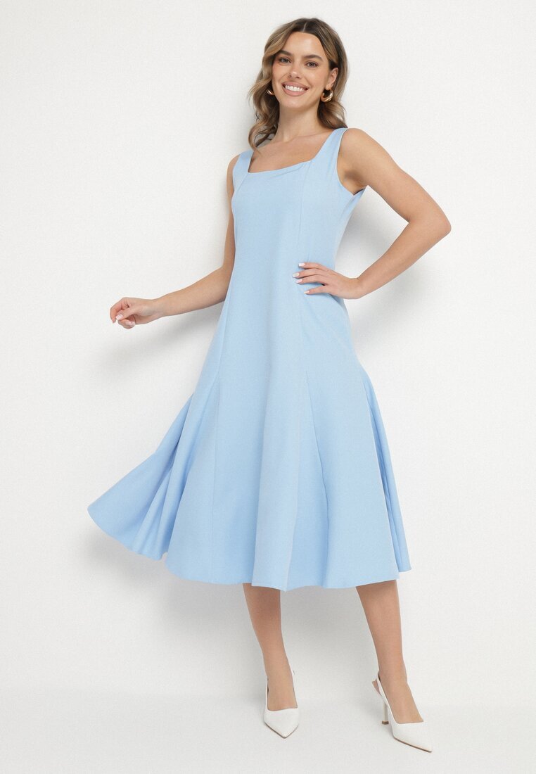 new collection Rochie Clasică Albastră Evazată Delure