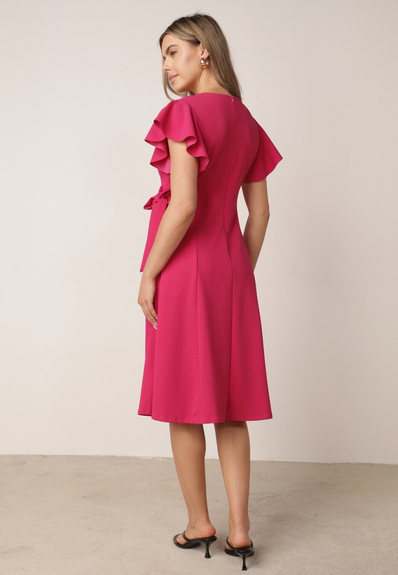 new collection Rochie Cloș Fucsia Petrecută cu legătură în talie Dannila