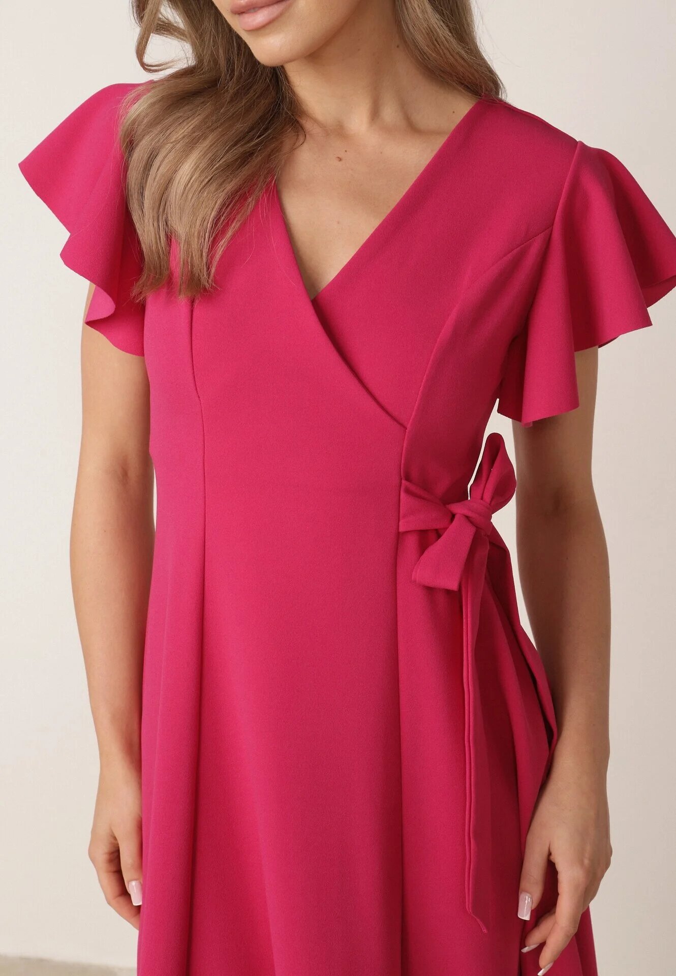 new collection Rochie Cloș Fucsia Petrecută cu legătură în talie Dannila