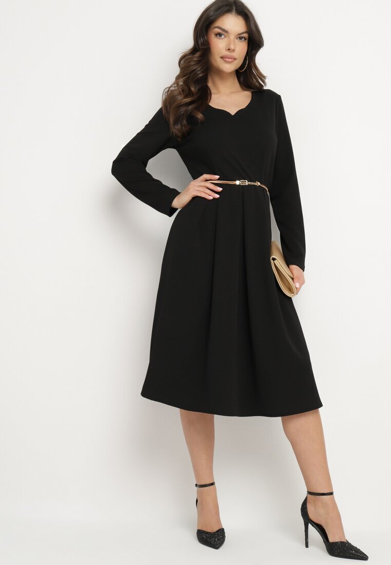new collection Rochie Evazată Negru De Seară cu decolteu ascuțit Temithiel