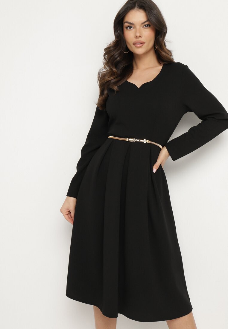 new collection Rochie Evazată Negru De Seară cu decolteu ascuțit Temithiel
