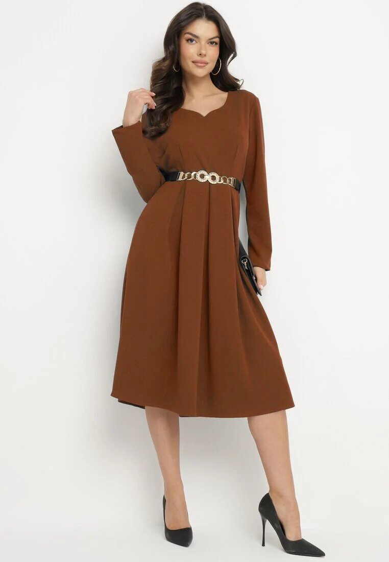 new collection Rochie Maro Evazată de Seară cu Decolteu Ascuțit Temithiel