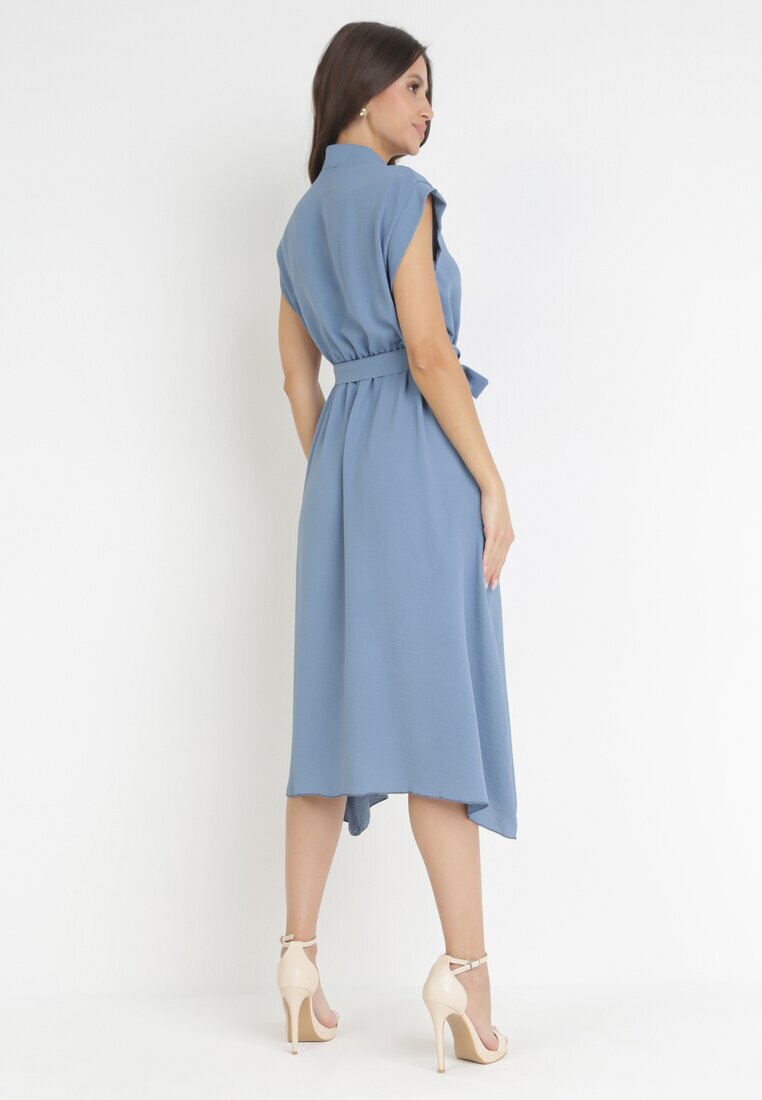 new collection Rochie Midi Albastră închisă cu nasturi cu cordon Alyssama