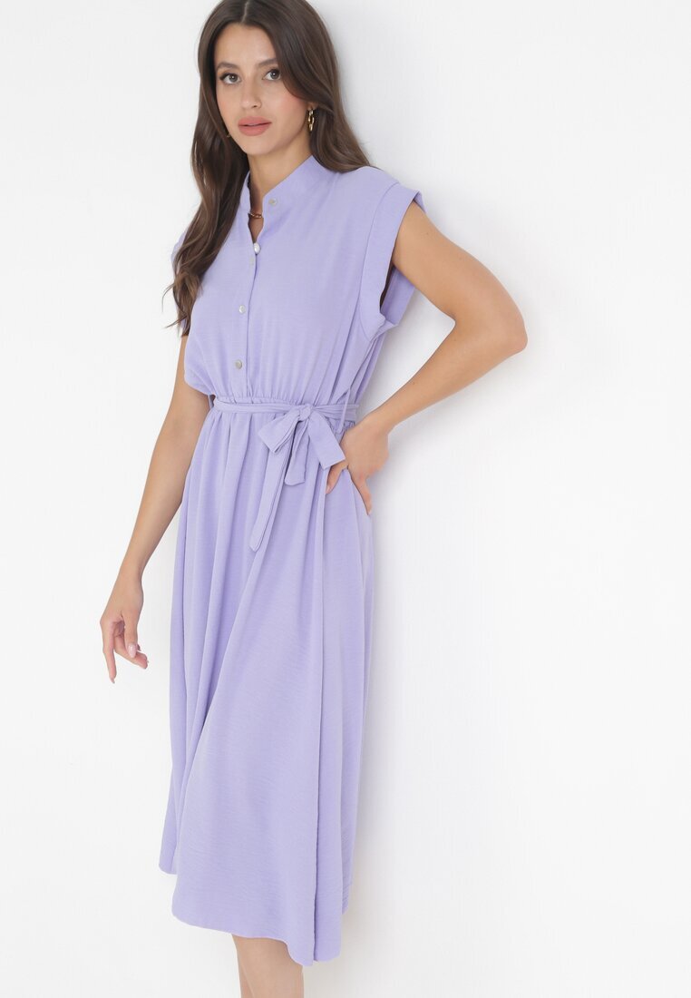 new collection Rochie Mov Midi cu nasturi și cordon Alyssama