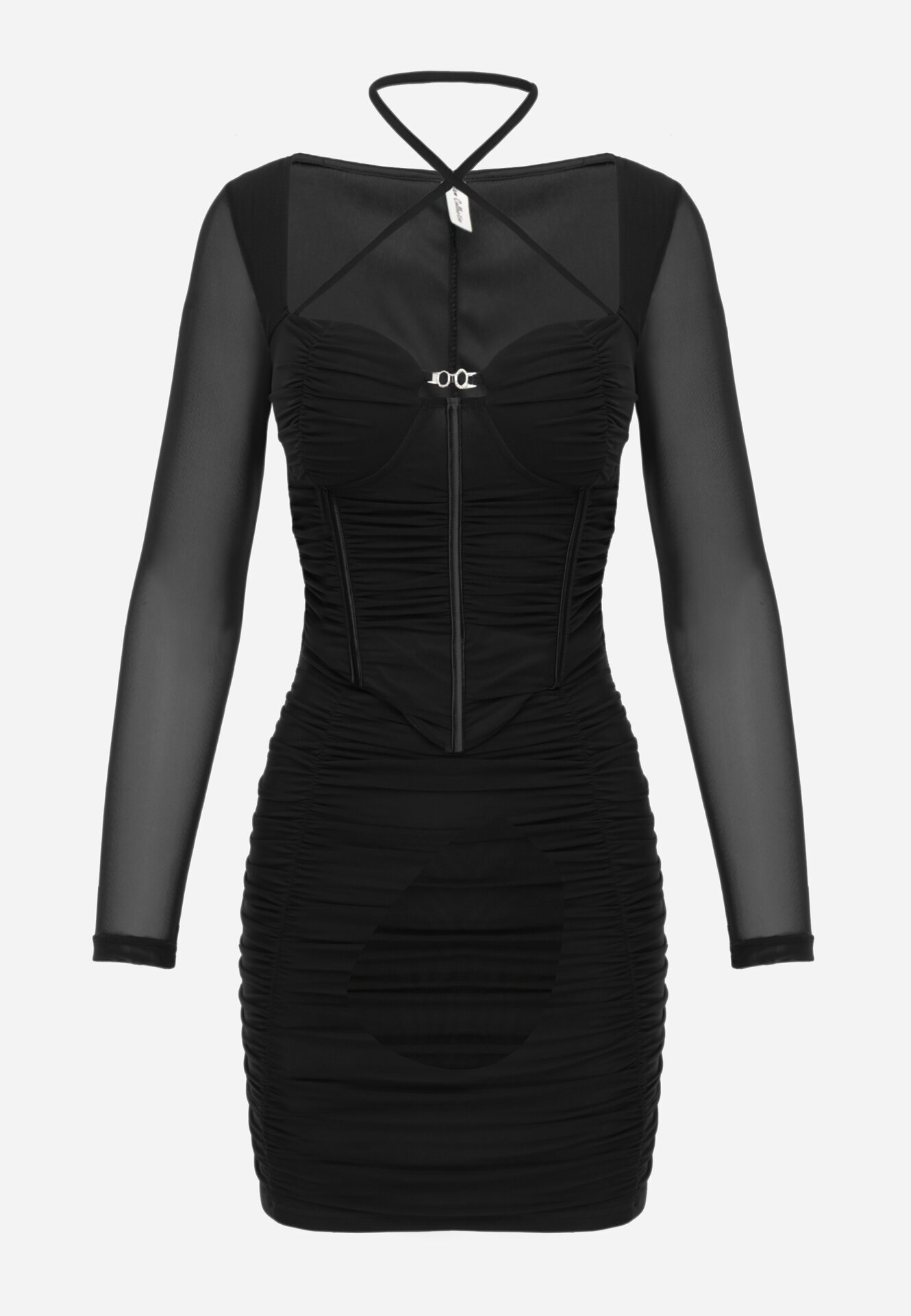 new collection Rochie Mulată Neagră tip corset cu drapaje Nyahi