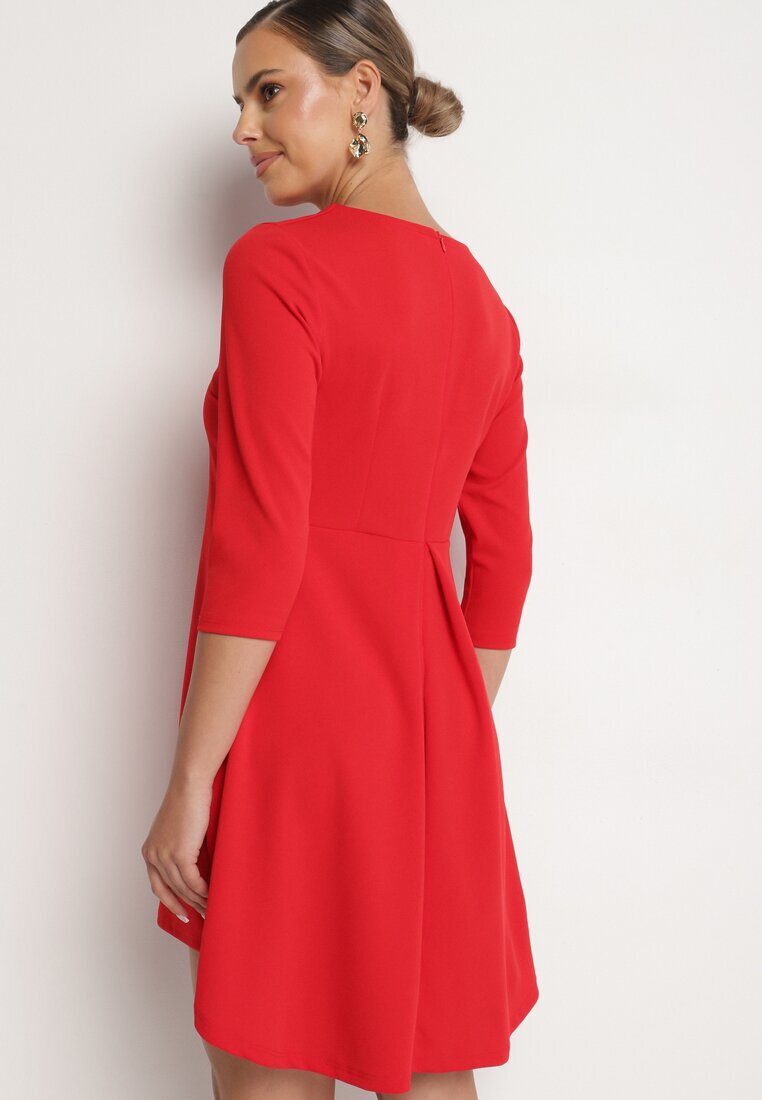 new collection Rochie roșie trapez cu spate mai lung Gemirina