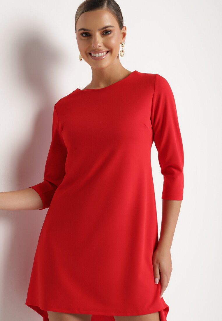 new collection Rochie roșie trapez cu spate mai lung Gemirina