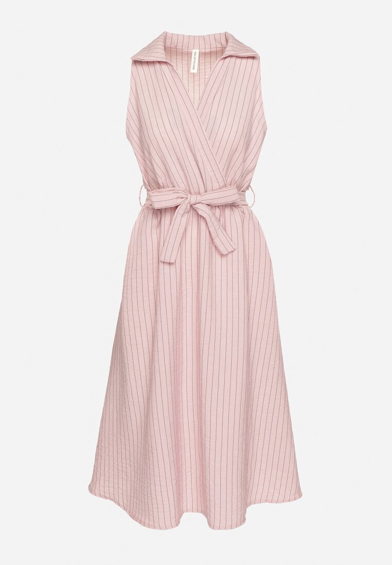 new collection Rochie Roz cu croială tip cămașă Fără mâneci cu cordon legat Liriora