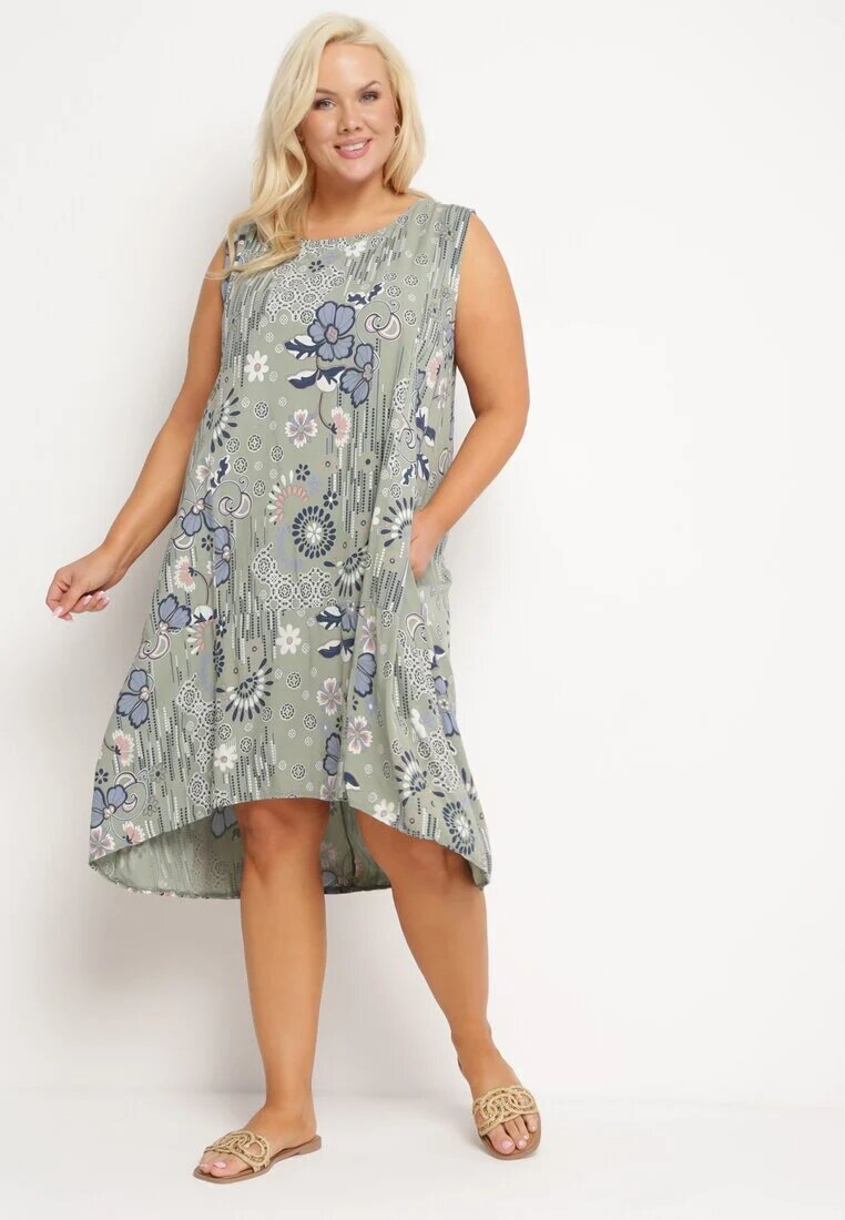new collection Rochie Verde închis De viscoză cu spate mai lung fără mâneci Fiema