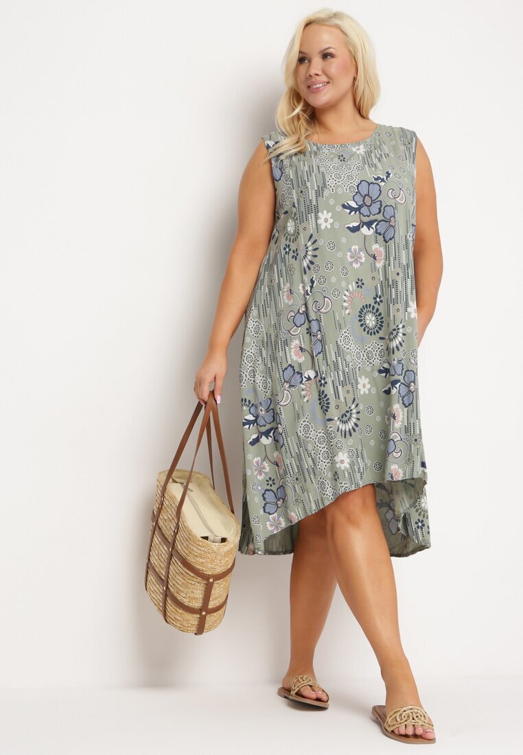 new collection Rochie Verde închis De viscoză cu spate mai lung fără mâneci Fiema