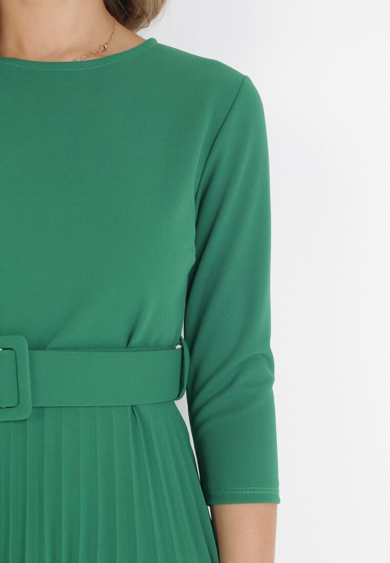 new collection Rochie Verde Plisată cu Curea Gonge