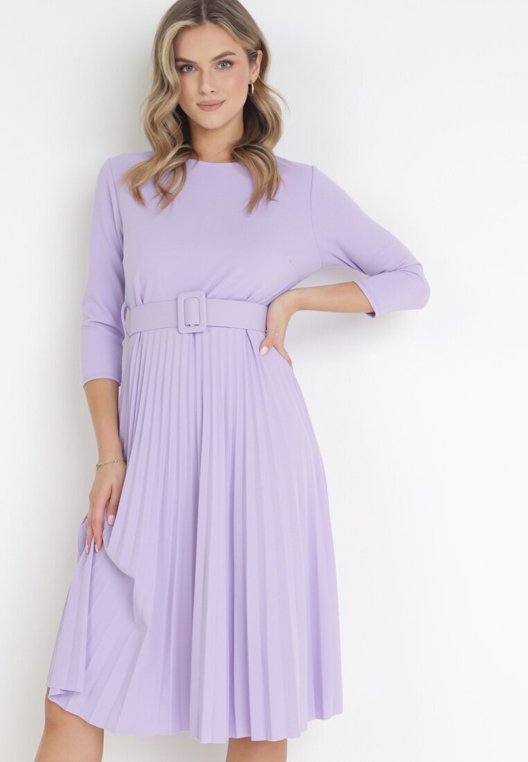 new collection Rochie Violetă Plisată cu Curea Gonge