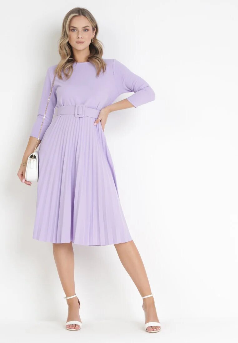 new collection Rochie Violetă Plisată cu Curea Gonge