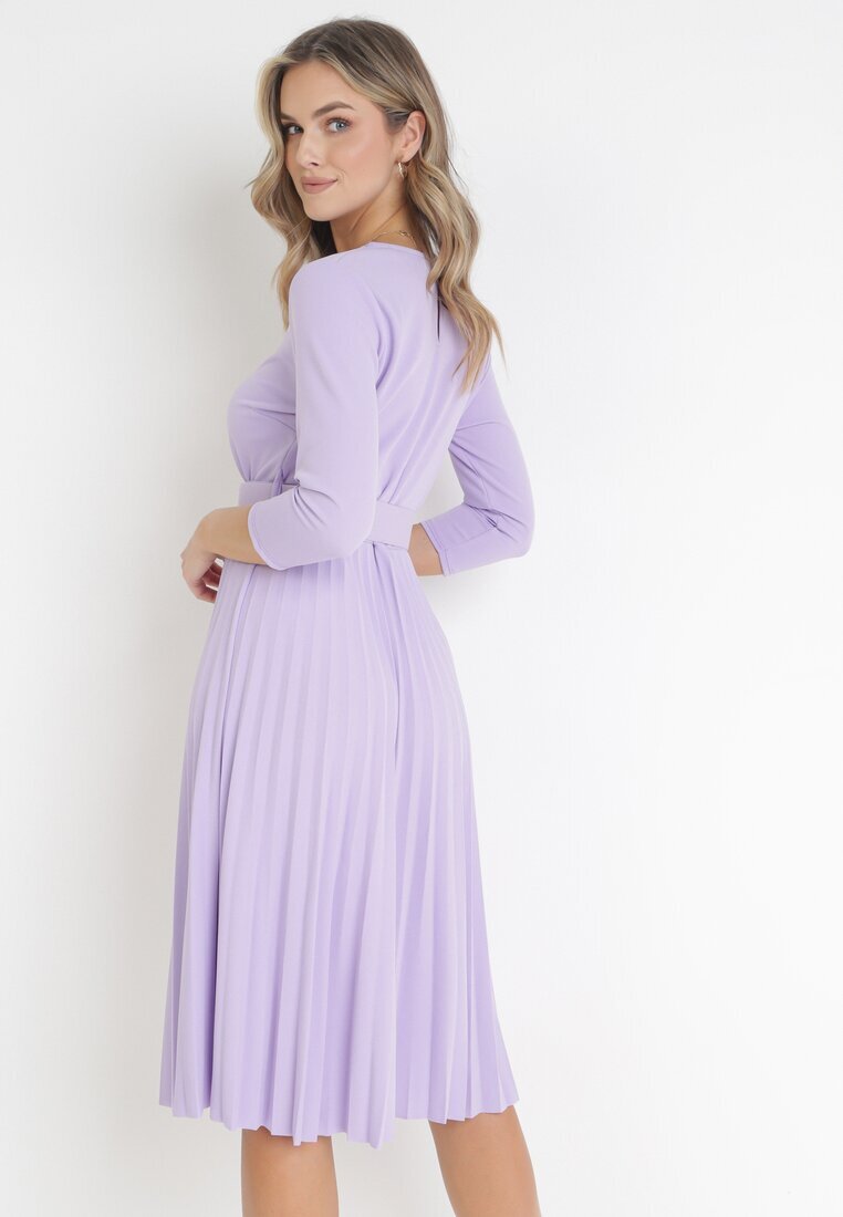 new collection Rochie Violetă Plisată cu Curea Gonge