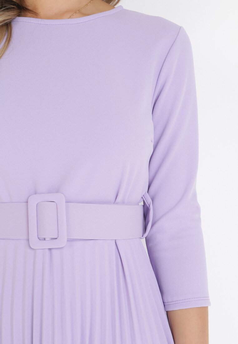 new collection Rochie Violetă Plisată cu Curea Gonge