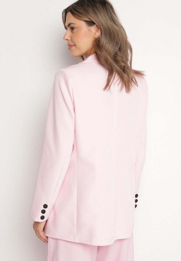 new collection Sacou clasic roz pal cu croi la un rând de nasturi cu imitație de buzunare Felzeri