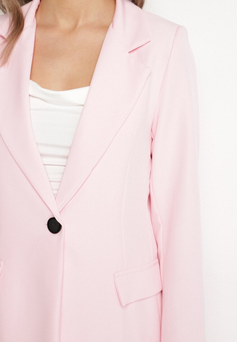 new collection Sacou clasic roz pal cu croi la un rând de nasturi cu imitație de buzunare Felzeri