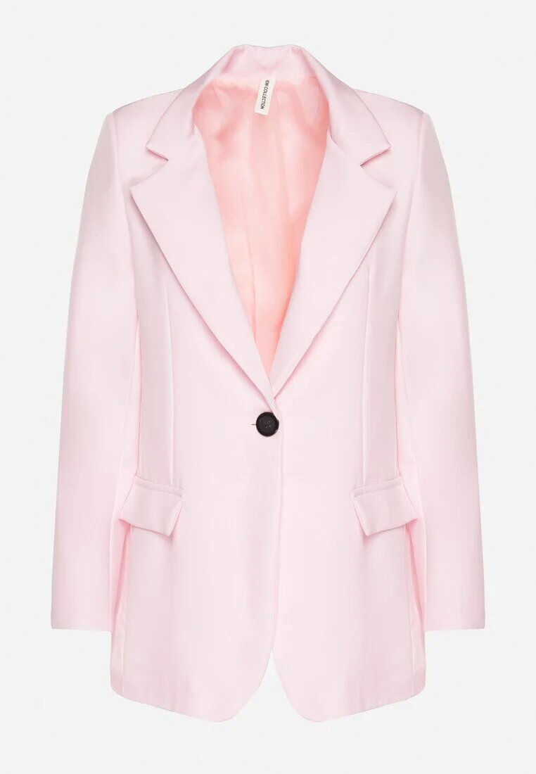 new collection Sacou clasic roz pal cu croi la un rând de nasturi cu imitație de buzunare Felzeri