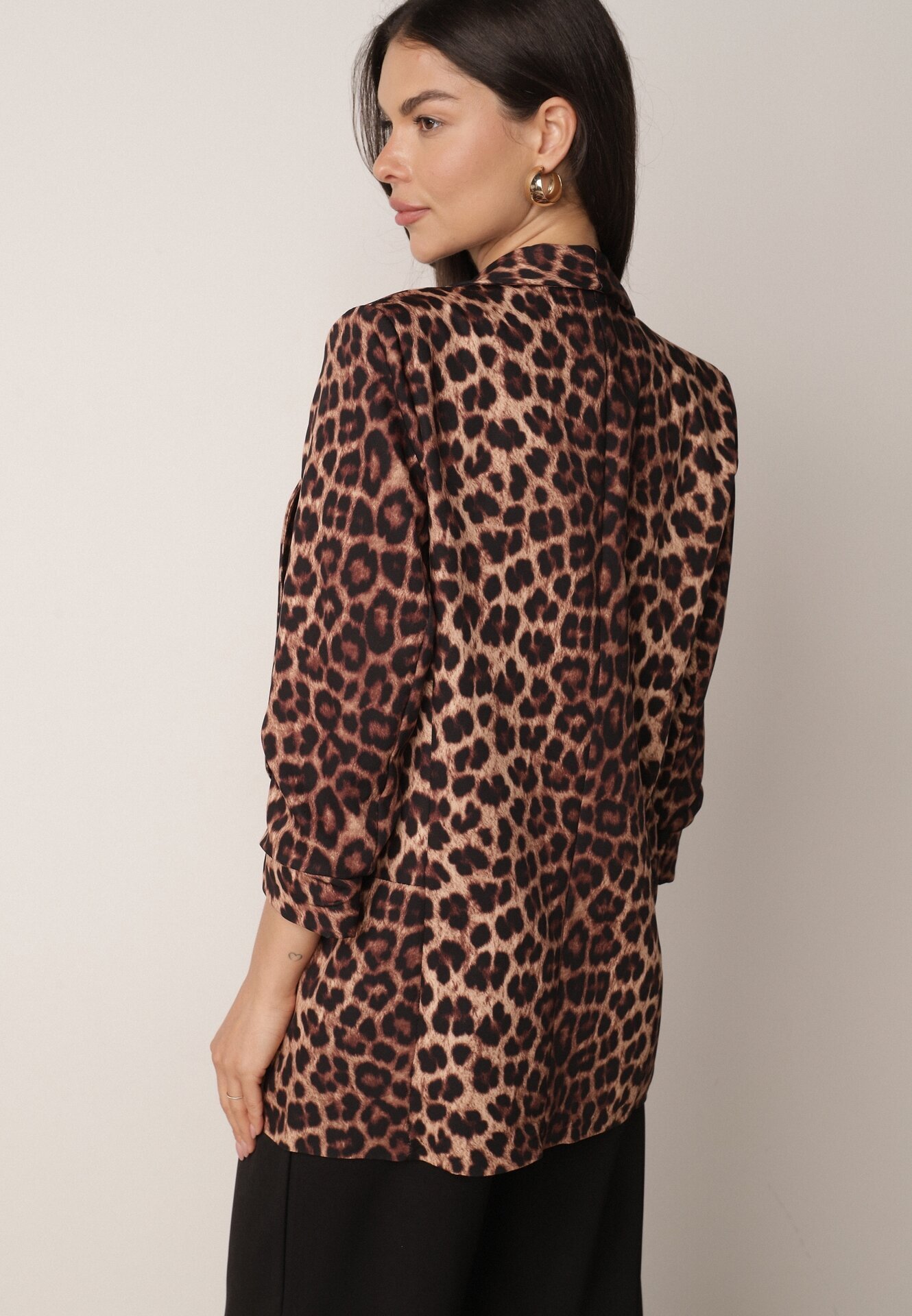 new collection Sacou Maro cu Mâneci 3/4 Leopard cu Revere Decorative Dittia