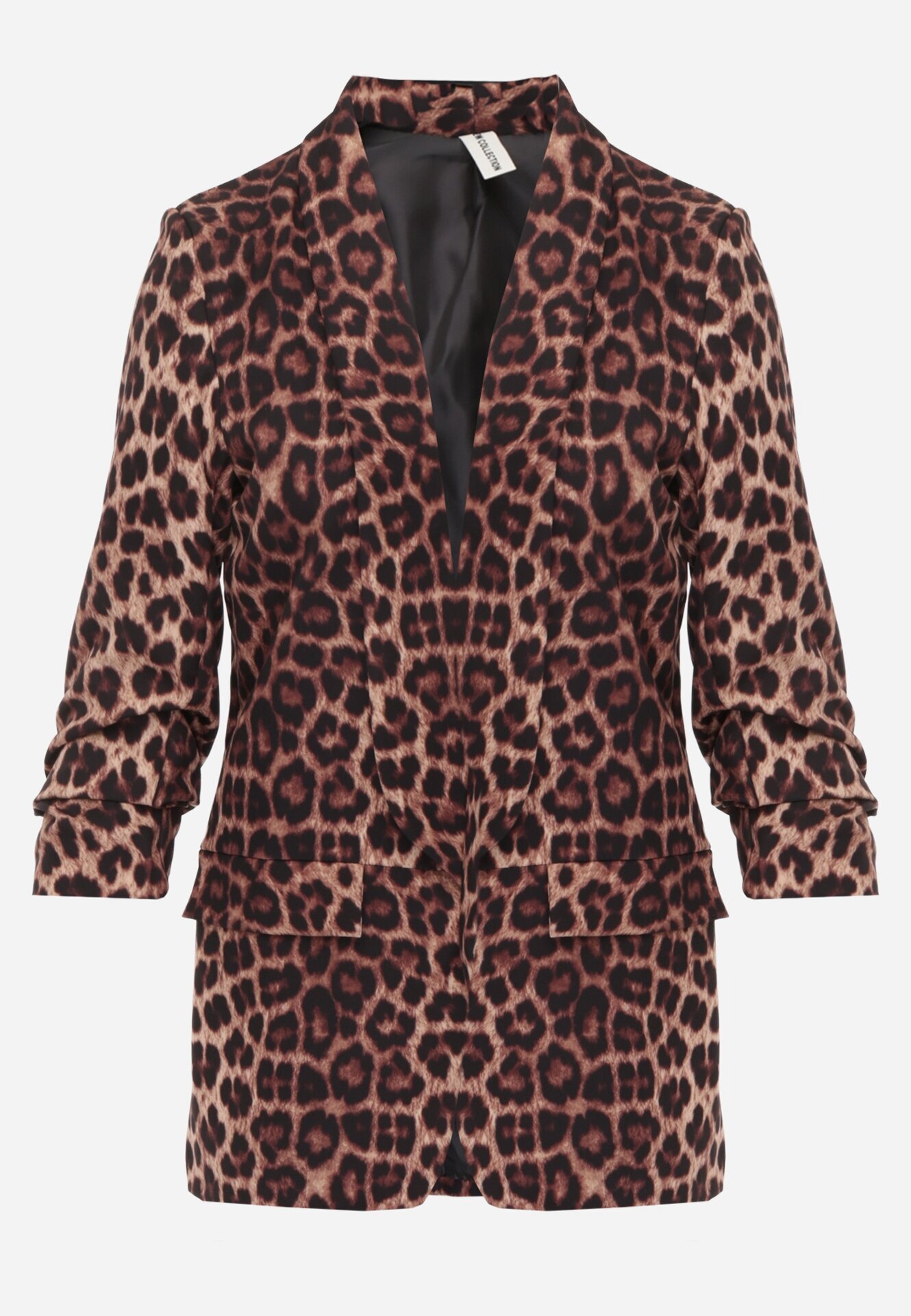 new collection Sacou Maro cu Mâneci 3/4 Leopard cu Revere Decorative Dittia