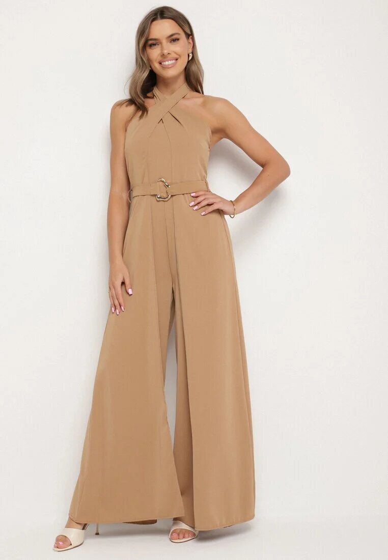 new collection Salopetă de cocktail Bej închis Legată la gât cu cordon Melafela