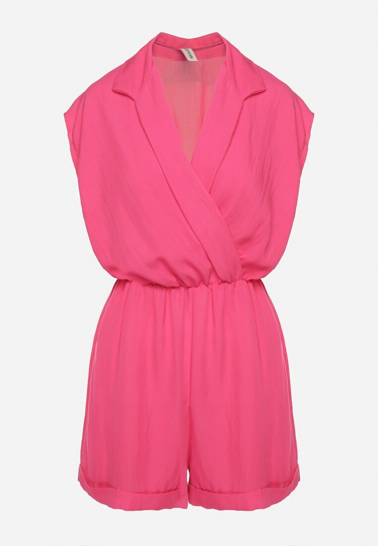 new collection Salopetă Fucsia cu pantaloni scurți și decolteu petrecut din viscoză Polisse