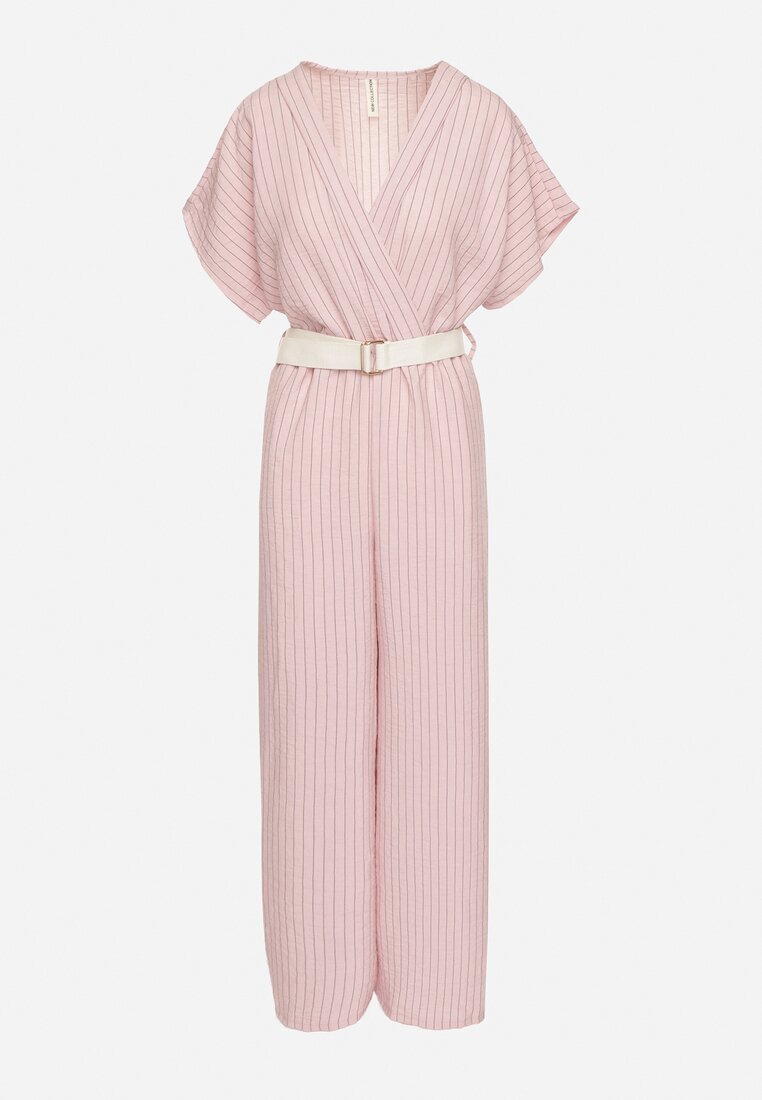 new collection Salopetă tip liliac Roz cu croială petrecută cu curea Tolannea