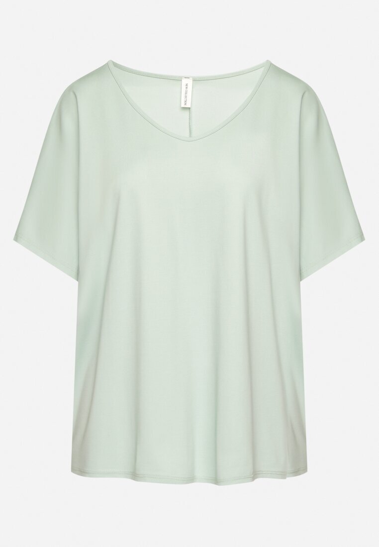 new collection Tricou Verde deschis din Vâscoză cu Croi Lăbat Liosma