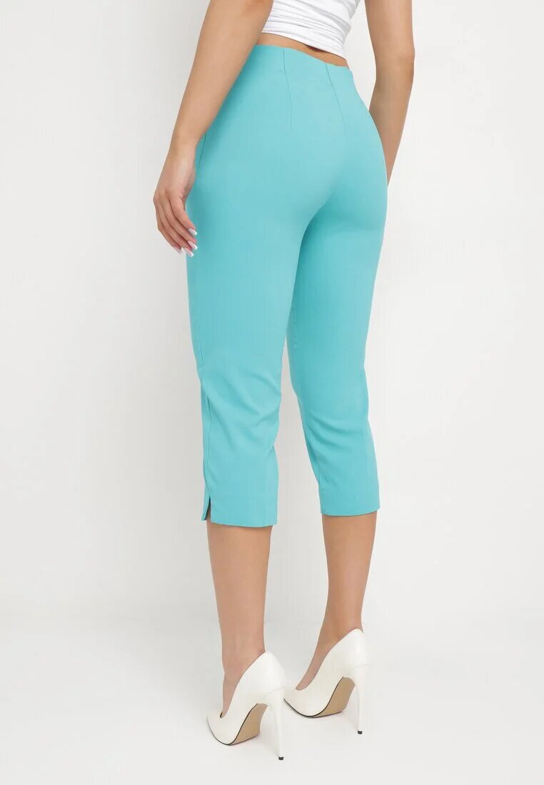 new fashion Pantaloni Mentă 3/4 cu talie elastică și legătură Cidasara