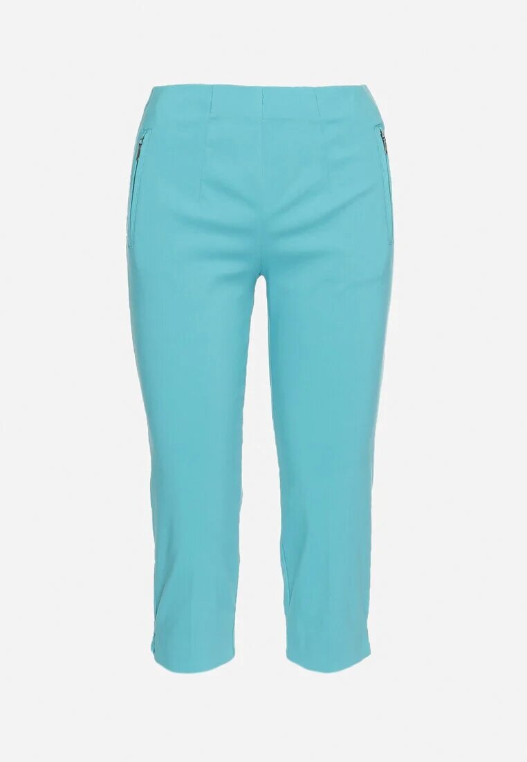 new fashion Pantaloni Mentă 3/4 cu talie elastică și legătură Cidasara
