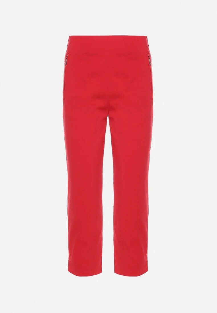new fashion Pantaloni Roșii 3/4 cu bandă elastică în talie și șnur Cidasara