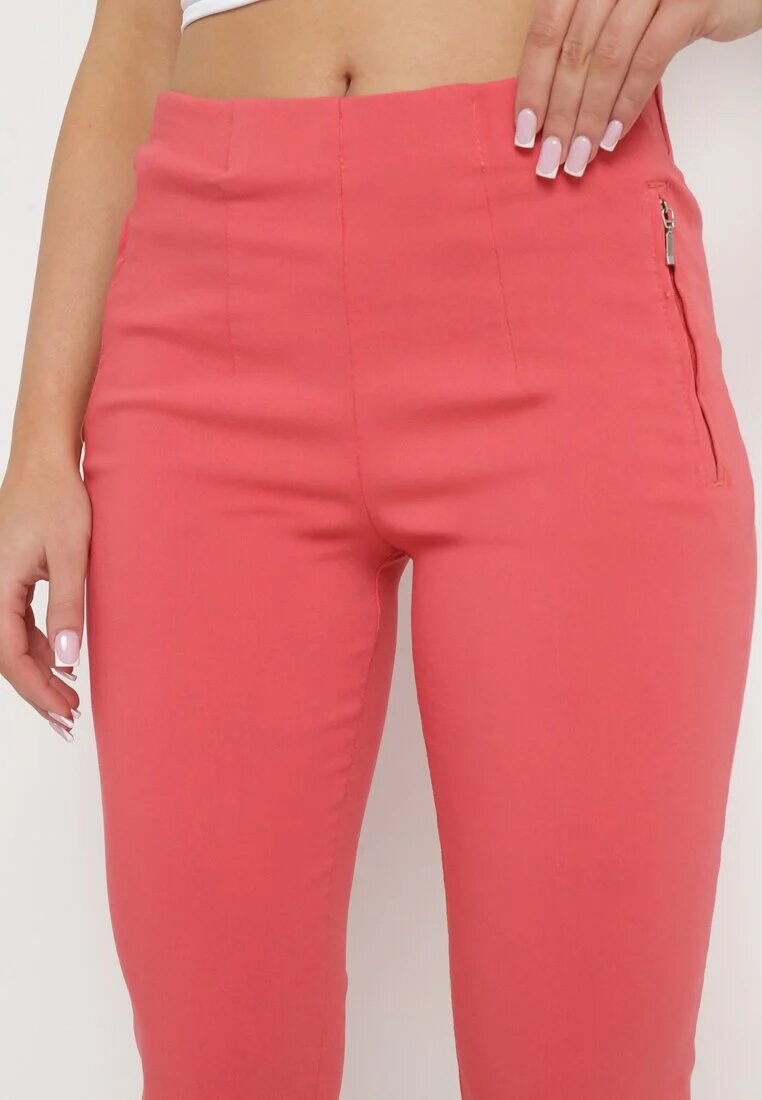 new fashion Pantaloni roz lungime 3/4 cu talie elastică și șnur Cidasara